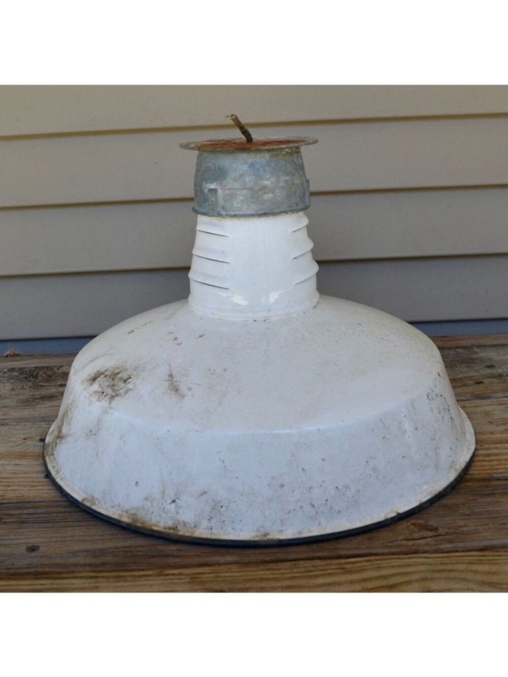 Vintage Miller 14" White Enamel Porcelain Barn Warehouse Light